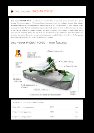 cortadoras frontales, discos sin acondirionadores Pronar PDF 301