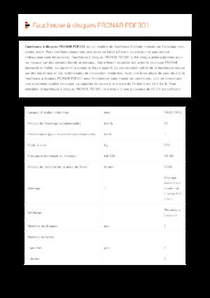 cortadoras frontales, discos sin acondirionadores Pronar PDF 301