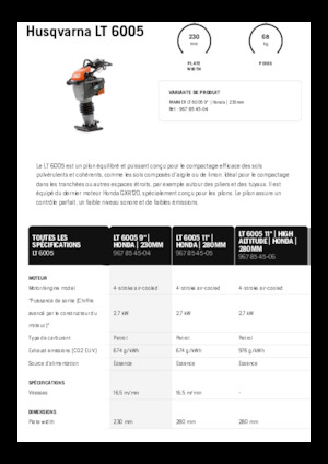 Apisonadores a gasolina y diesel Husqvarna LT 6005
