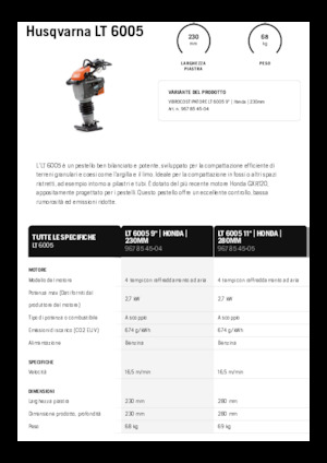 Apisonadores a gasolina y diesel Husqvarna LT 6005
