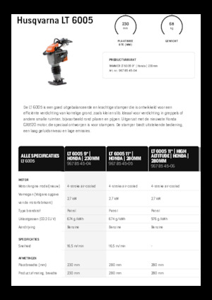 Apisonadores a gasolina y diesel Husqvarna LT 6005