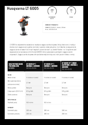 Apisonadores a gasolina y diesel Husqvarna LT 6005
