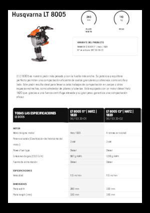 Apisonadores a gasolina y diesel Husqvarna LT 8005