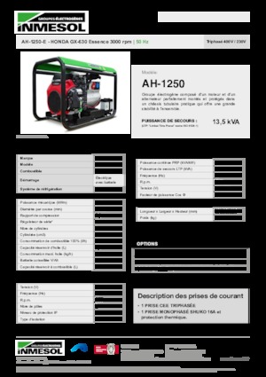 Grupos electrógenos, gasolina INMESOL AH 1250-E