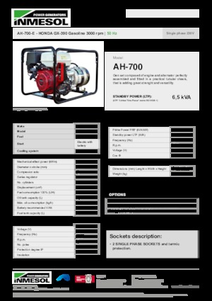 Grupos electrógenos, gasolina INMESOL AH-700-E