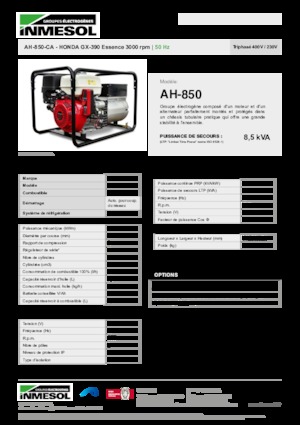 Grupos electrógenos, gasolina INMESOL AH-850-CA