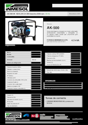Grupos electrógenos, gasolina INMESOL AHS 500-M