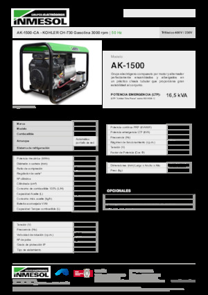 Grupos electrógenos, gasolina INMESOL AK 1500-CA