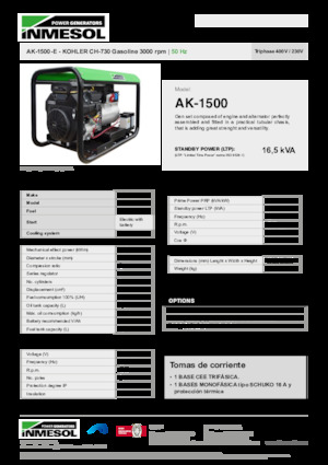 Grupos electrógenos, gasolina INMESOL AK-1500-E