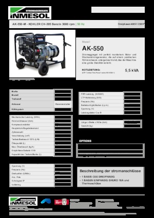 Grupos electrógenos, gasolina INMESOL AK-550-M