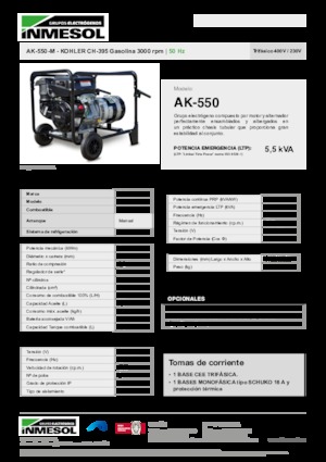 Grupos electrógenos, gasolina INMESOL AK-550-M