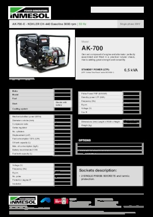 Grupos electrógenos, gasolina INMESOL AK-700-E