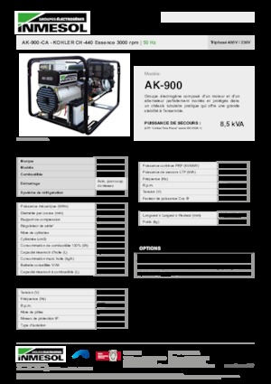 Grupos electrógenos, gasolina INMESOL AK-900-CA