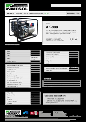 Grupos electrógenos, gasolina INMESOL AK-900-E