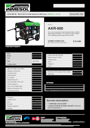 Grupos electrógenos, gasolina INMESOL AKR-900-M