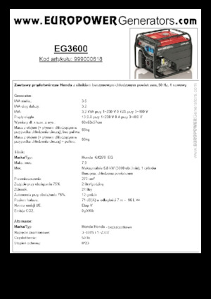 Grupos electrógenos, gasolina Europower EG3600