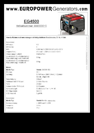 Grupos electrógenos, gasolina Europower EG4500