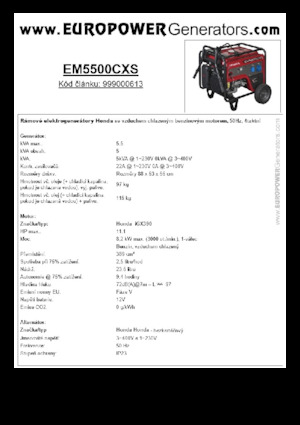 Grupos electrógenos, gasolina Europower EM5500CXS