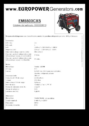 Grupos electrógenos, gasolina Europower EM5500CXS