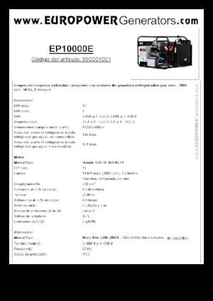 Grupos electrógenos, gasolina Europower EP10000E (MA)