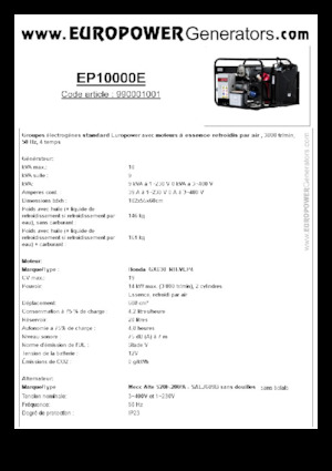 Grupos electrógenos, gasolina Europower EP10000E (MA)