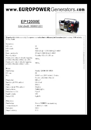 Grupos electrógenos, gasolina Europower EP12000E (S)