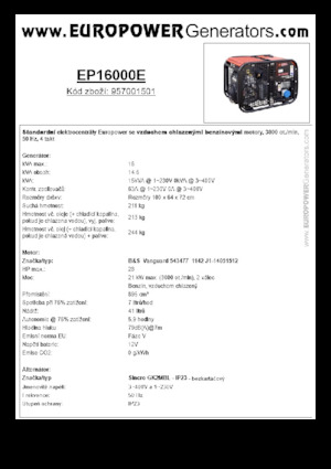 Grupos electrógenos, gasolina Europower EP16000E (S)