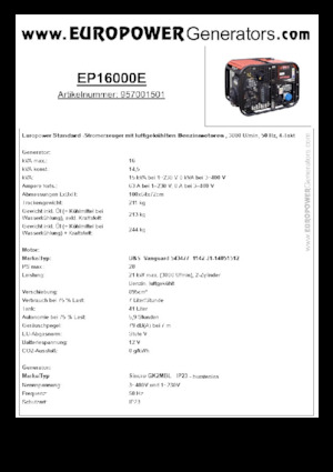 Grupos electrógenos, gasolina Europower EP16000E (S)
