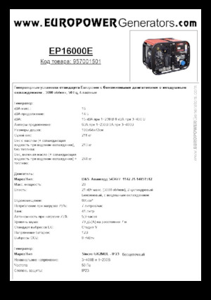 Grupos electrógenos, gasolina Europower EP16000E (S)