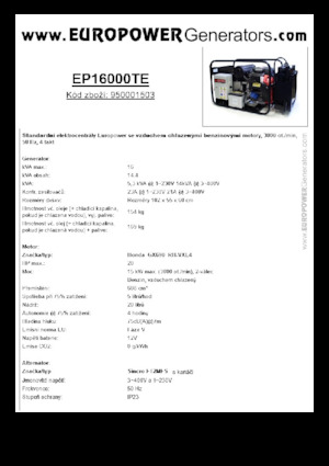 Grupos electrógenos, gasolina Europower EP16000TE (S)
