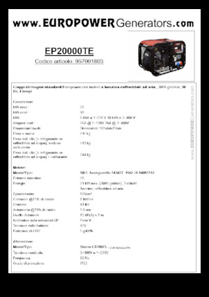 Grupos electrógenos, gasolina Europower EP20000TE (S)