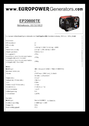 Grupos electrógenos, gasolina Europower EP20000TE (S)