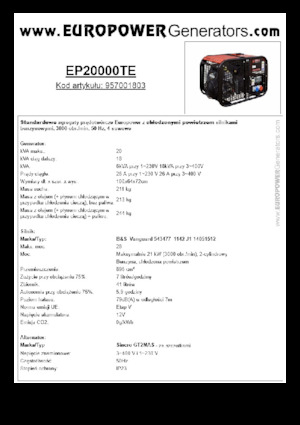 Grupos electrógenos, gasolina Europower EP20000TE (S)