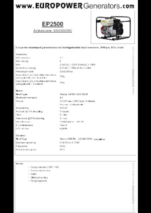 Grupos electrógenos, gasolina Europower EP2500 (S)