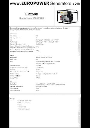 Grupos electrógenos, gasolina Europower EP2500 (S)