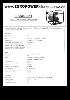 Grupos electrógenos, gasolina Europower EP2500-EN1 (S)