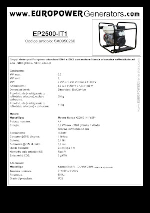 Grupos electrógenos, gasolina Europower EP2500-EN1 (S)