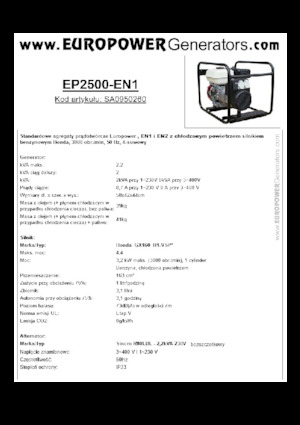 Grupos electrógenos, gasolina Europower EP2500-EN1 (S)