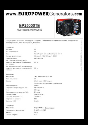 Grupos electrógenos, gasolina Europower EP25000TE (S)
