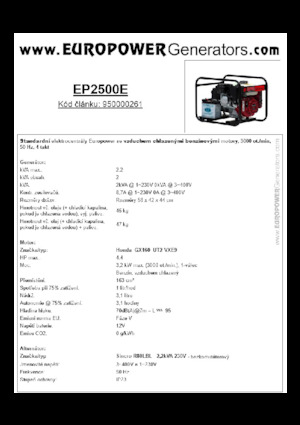 Grupos electrógenos, gasolina Europower EP2500E (S)