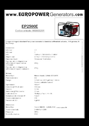 Grupos electrógenos, gasolina Europower EP2500E (S)