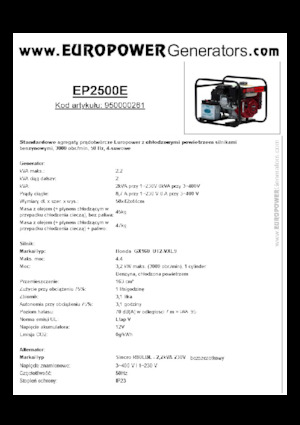 Grupos electrógenos, gasolina Europower EP2500E (S)