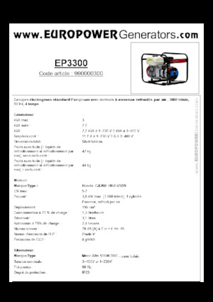 Grupos electrógenos, gasolina Europower EP3300 (MA)
