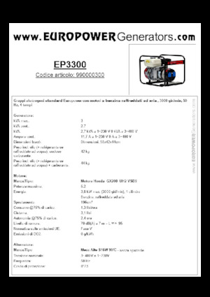 Grupos electrógenos, gasolina Europower EP3300 (MA)