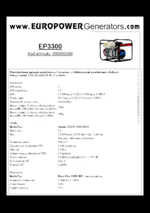 Grupos electrógenos, gasolina Europower EP3300 (MA)
