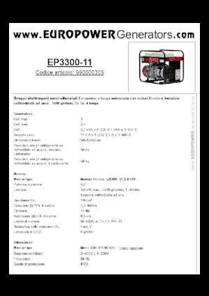 Grupos electrógenos, gasolina Europower EP3300-11 (MA)