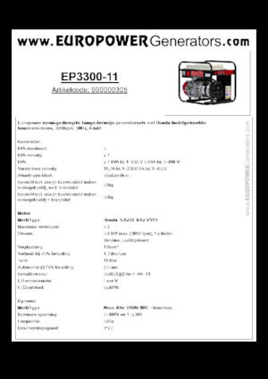 Grupos electrógenos, gasolina Europower EP3300-11 (MA)