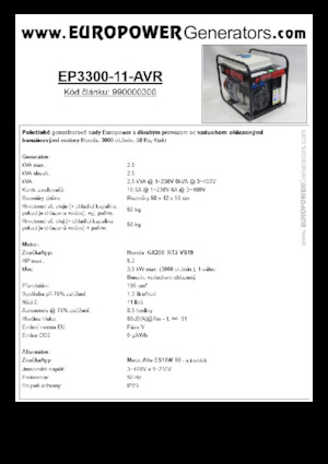Grupos electrógenos, gasolina Europower EP3300-11-AVR (MA)