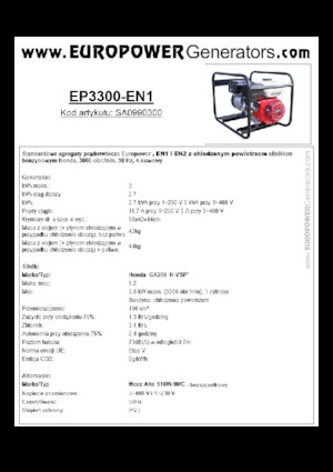 Grupos electrógenos, gasolina Europower EP3300-EN1 (MA)