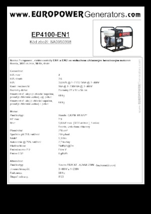 Grupos electrógenos, gasolina Europower EP4100-EN1 (S)